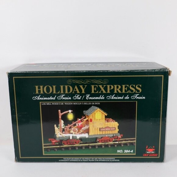 New Bright The Holiday Express Animated Train Log Mill Wood Car 384-4 Tested - Picture 2 of 9